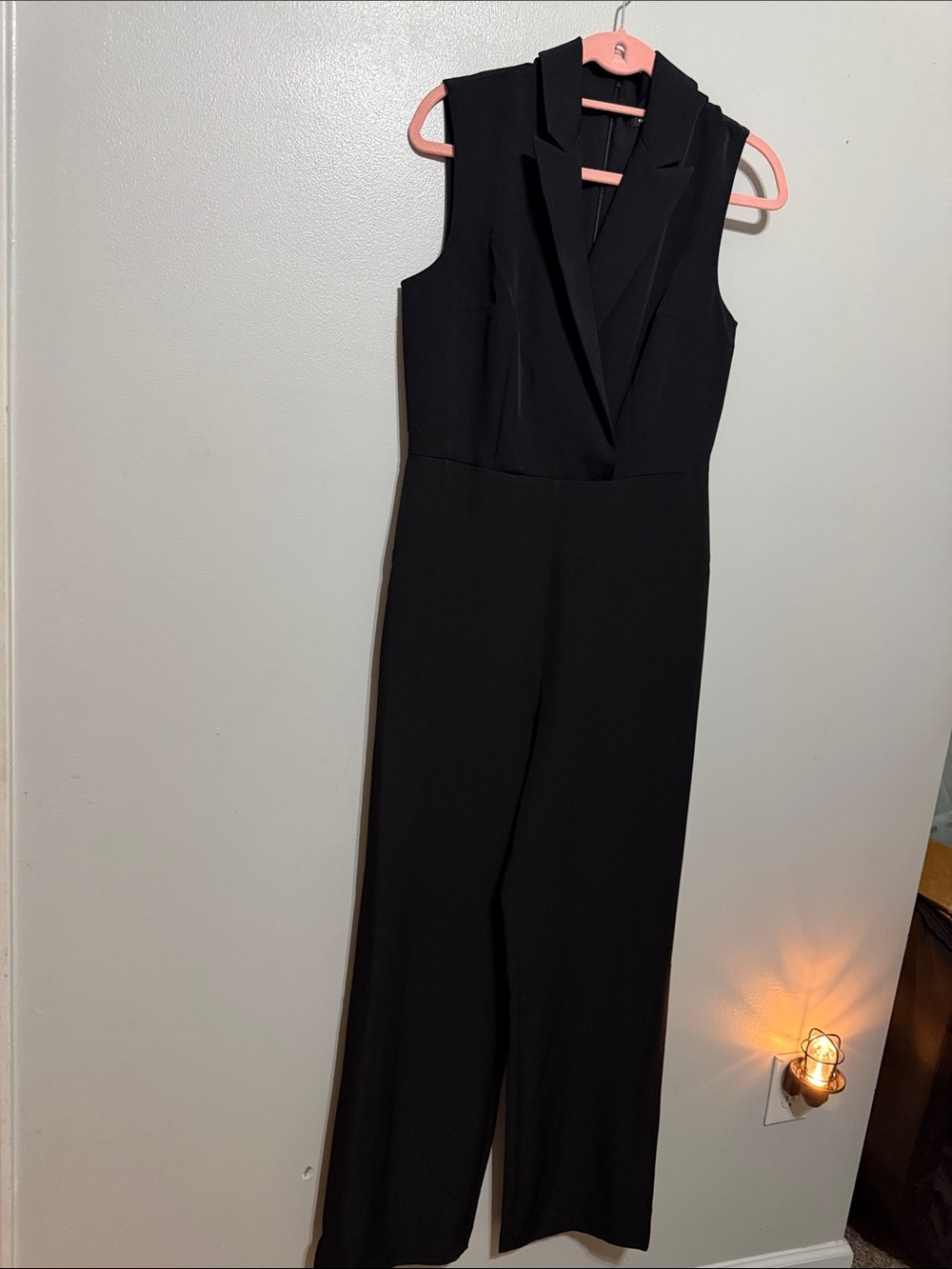 Express Sleeveless Black Notched-Lapel Jumpsuit